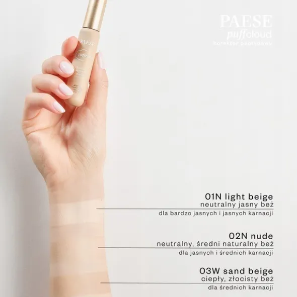 Paese Puff Cloud, korektor peptydowy, 02N Nude, 7 ml