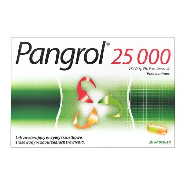 Pangrol, 25 000 j., kapsułki, 20 szt., (blistry)