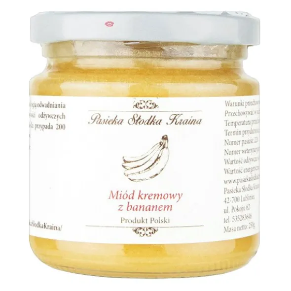 Pasieka Słodka Kraina, miód kremowany z bananem, 250 g