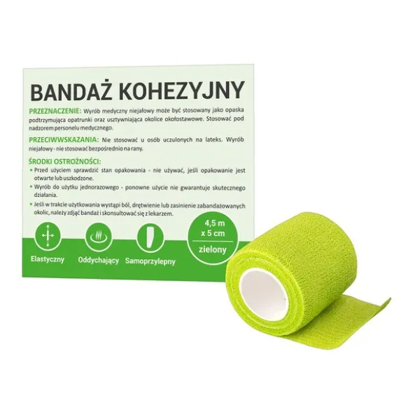 Paso, bandaż kohezyjny, 5 cm x 4,5 m, zielony, 1 szt.