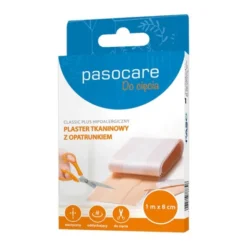 Pasocare Classic Plus, plaster tkaninowy z opatrunkiem, 1 m x 8 cm, 1 szt.