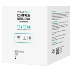 Pasomed, kompresy włókninowe, niejałowe, 10 cm x 10 cm, 4w, 30 g, 100 szt.