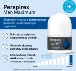 Perspirex for Men Maximum, antyperspirant dla mężczyzn w kulce, 20 ml