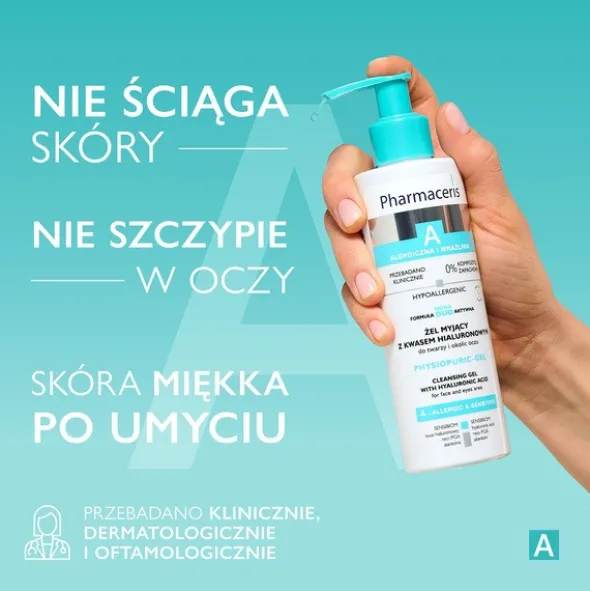 Pharmaceris A Physiopuric - gel, żel myjący z kwasem hialuronowym do twarzy i okolic oczu, 190 ml