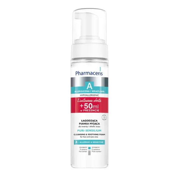Pharmaceris A Puri-Sensilium, łagodząca pianka do mycia twarzy i oczu, 200 ml