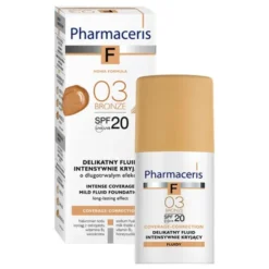 Pharmaceris F, delikatny fluid intensywnie kryjący, Bronze 03, SPF 20, 30 ml