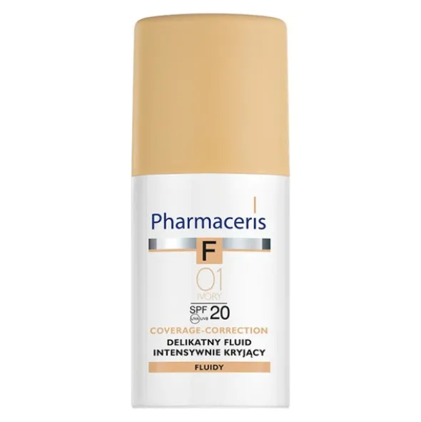 Pharmaceris F, delikatny fluid intensywnie kryjący, Ivory 01, SPF 20, 30 ml