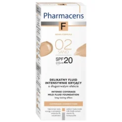 Pharmaceris F, delikatny fluid intensywnie kryjący, Sand 02, SPF 20, 30 ml