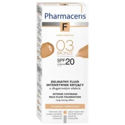 Pharmaceris F, delikatny fluid intensywnie kryjący, Bronze 03, SPF 20, 30 ml