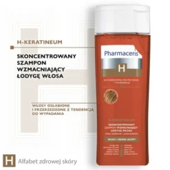 Pharmaceris H Keratineum, skoncentrowany szampon wzmacniający łodygę włosa, włosy osłabione i przerzedzone, 250 ml