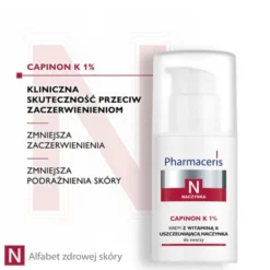Pharmaceris N Capinon K 1%, krem z witaminą K uszczelniającą naczynka, 30 ml