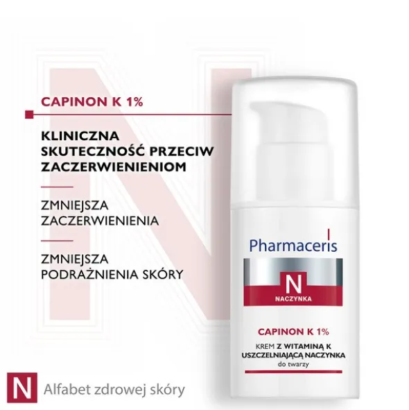 Pharmaceris N Capinon K 1%, krem z witaminą K uszczelniającą naczynka, 30 ml