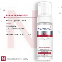 Pharmaceris N Puri-Capiliqmusse, delikatna pianka wzmacniająca naczynka, do mycia twarzy i oczu, 150 ml