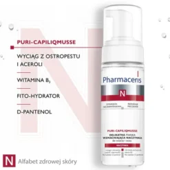 Pharmaceris N Puri-Capiliqmusse, delikatna pianka wzmacniająca naczynka, do mycia twarzy i oczu, 150 ml