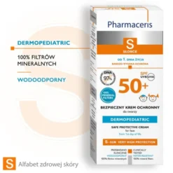 Pharmaceris S, bezpieczny krem ochronny do twarzy od 1. dnia życia, SPF 50+, 50 ml