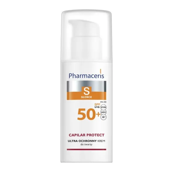 Pharmaceris S Capilar Protect, krem ochronny dla skóry naczynkowej i z trądzikiem różowatym SPF 50+, 50 ml
