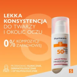 Pharmaceris S Capilar Protect, krem ochronny dla skóry naczynkowej i z trądzikiem różowatym SPF 50+, 50 ml