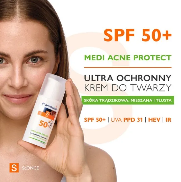 Pharmaceris S Medi Acne Protect, ultra ochronny krem do twarzy i okolic oczu SPF 50+, 50 ml