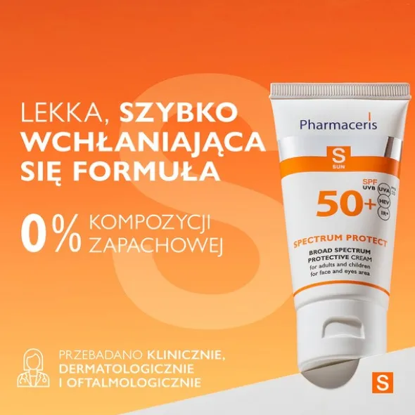 Pharmaceris S SPECTRUM PROTECT, krem o szerokopasmowej ochronie do twarzy i okolic oczu SPF 50+, 50 ml