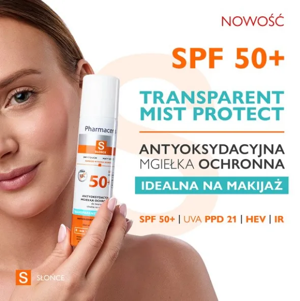 Pharmaceris S Transparent Mist Protect, antyoksydacyjna mgiełka ochronna do twarzy SPF 50+, 75 ml