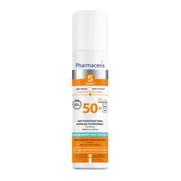 Pharmaceris S Transparent Mist Protect, antyoksydacyjna mgiełka ochronna do twarzy SPF 50+, 75 ml