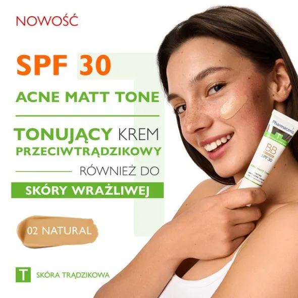 Pharmaceris T Acne Matt Tone, krem BB przeciwtrądzikowy, 02 natural, 30 ml