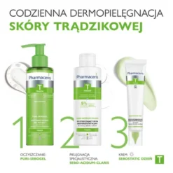 Pharmaceris T Sebo-Acidum-Claris, oczyszczający płyn bakteriostatyczny do twarzy, dekoltu i pleców, 190 ml