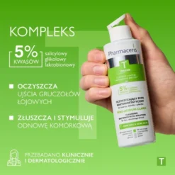 Pharmaceris T Sebo-Acidum-Claris, oczyszczający płyn bakteriostatyczny do twarzy, dekoltu i pleców, 190 ml