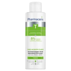 Pharmaceris T Sebo-Acidum-Claris, oczyszczający płyn bakteriostatyczny do twarzy, dekoltu i pleców, 190 ml