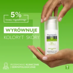 Pharmaceris T Sebo-Almond Peel 5%, krem z 5% kwasem migdałowym, na noc, I stopień złuszczania, 50 ml