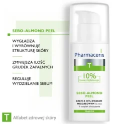 Pharmaceris T Sebo-Almond Peel 10%, krem z 10% kwasem migdałowym, na noc, II stopień złuszczania, 50 ml