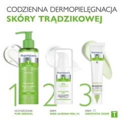 Pharmaceris T Sebo-Almond Peel 5%, krem z 5% kwasem migdałowym, na noc, I stopień złuszczania, 50 ml