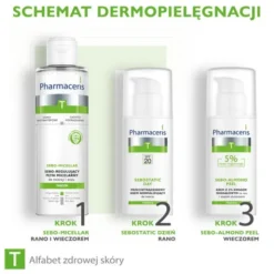 Pharmaceris T Sebo-Micellar, antybakteryjny płyn micelarny do twarzy i oczu, 200 ml