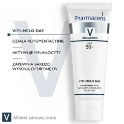 Pharmaceris V Viti-Melo Day, ochronny krem dla skóry z problemem bielactwa, do twarzy i ciała, SPF 50+, 75 ml