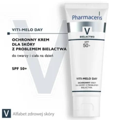 Pharmaceris V Viti-Melo Day, ochronny krem dla skóry z problemem bielactwa, do twarzy i ciała, SPF 50+, 75 ml