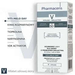 Pharmaceris V Viti-Melo Day, ochronny krem dla skóry z problemem bielactwa, do twarzy i ciała, SPF 50+, 75 ml