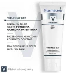 Pharmaceris V Viti-Melo Day, ochronny krem dla skóry z problemem bielactwa, do twarzy i ciała, SPF 50+, 75 ml