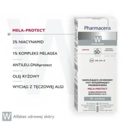 Pharmaceris W Mela-Protect, nawilżająco-ochronny krem rozjaśniający przebarwienia SPF50+, 50 ml