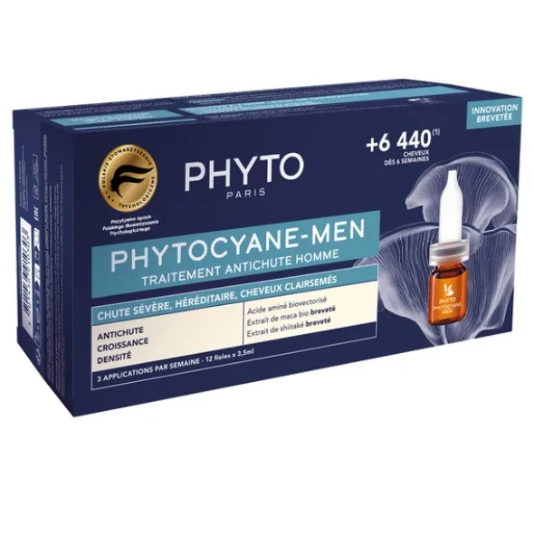 Phytocyane, kuracja przeciw wypadaniu włosów dla mężczyzn, 12 ampułek