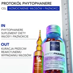 Phyto Phytophanere, kuracja przeciw reakcyjnemu wypadaniu włosów, 12 x 5 ml
