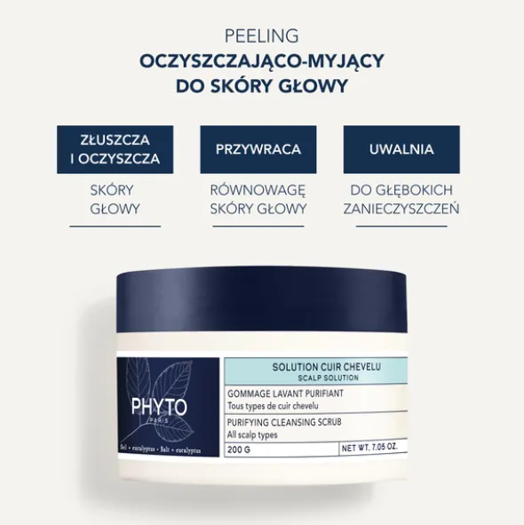 Phyto Scalp Solution, oczyszczający peeling myjący, 200 g