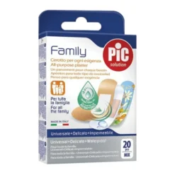 PiC Family, plastry opatrunkowe, antybakteryjne, mix, 20 szt.