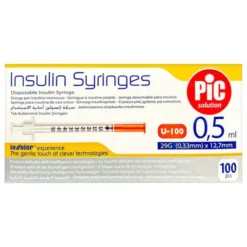 PiC Insulin Syringes, strzykawki insulinowe, jednorazowe, 0,5 ml 29G x 12 mm, 100 szt.