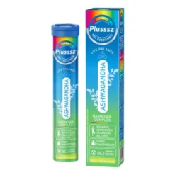 Plusssz Ashwagandha 100% Harmonia Complex, tabletki musujące, smak trawa cytrynowa-mango, 24 szt.