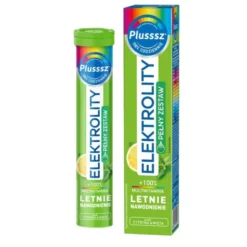 Plusssz Elektrolity + 100% Multiwitamina, tabletki musujące, smak cytryna-mięta, 24 szt.