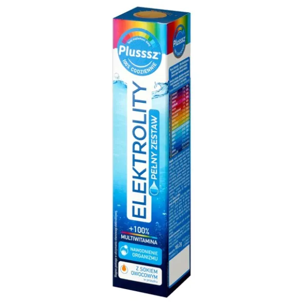 Plusssz Elektrolity + 100% Multiwitamina, tabletki musujące, 24 szt.