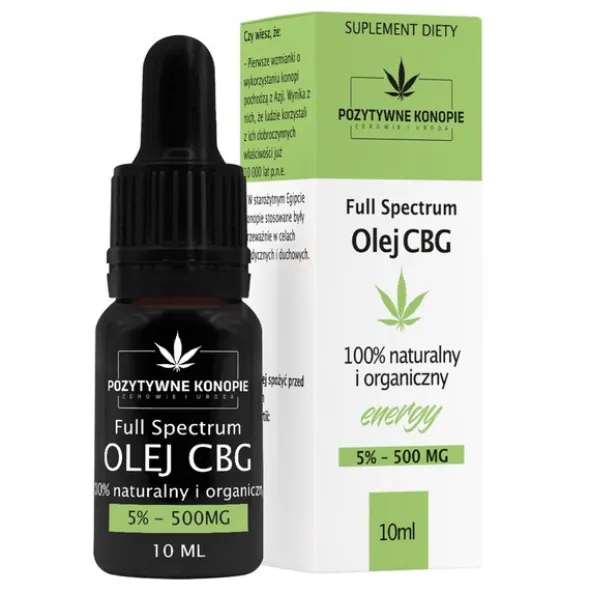 Pozytywne konopie, Olejek konopny CBG 5%, krople, 10 ml