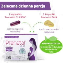 Prenatal Duo, II i III trymestr ciąży, kapsułki, 30 szt. Classic + 60 szt. DHA