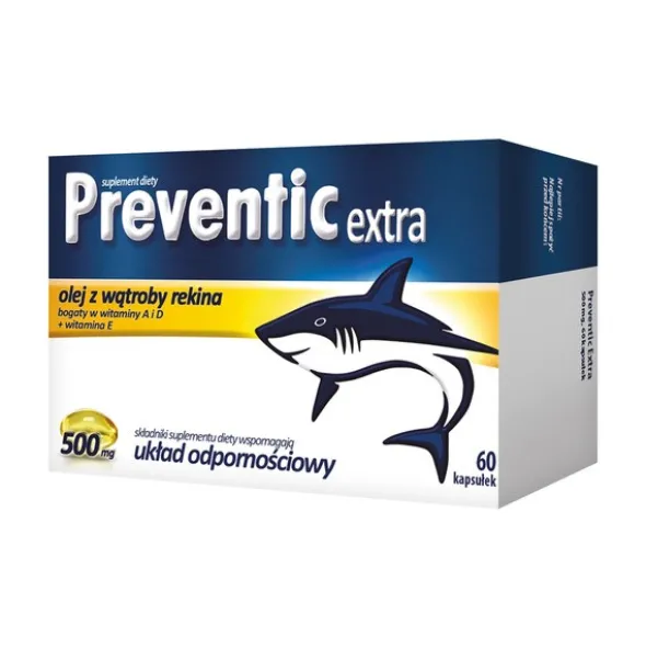 Preventic Extra 500, olej z wątroby rekina, kapsułki, 60 szt.