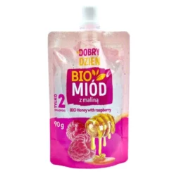 Pszczelarz Kozacki, Na dobry dzień, miód z maliną bio, doypack, 90 g